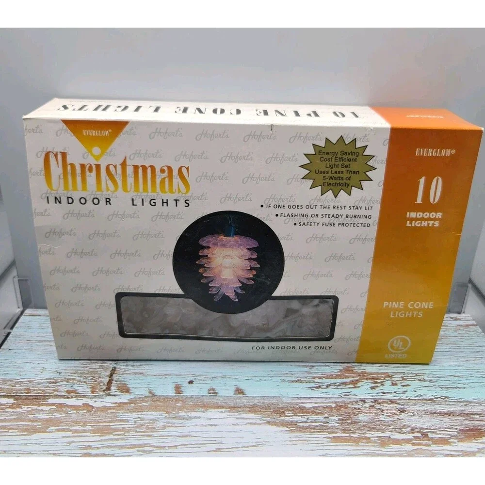 Vintage Christmas Pinecone Light Set 10 Bulbs Frosted Snowlike Tested Working